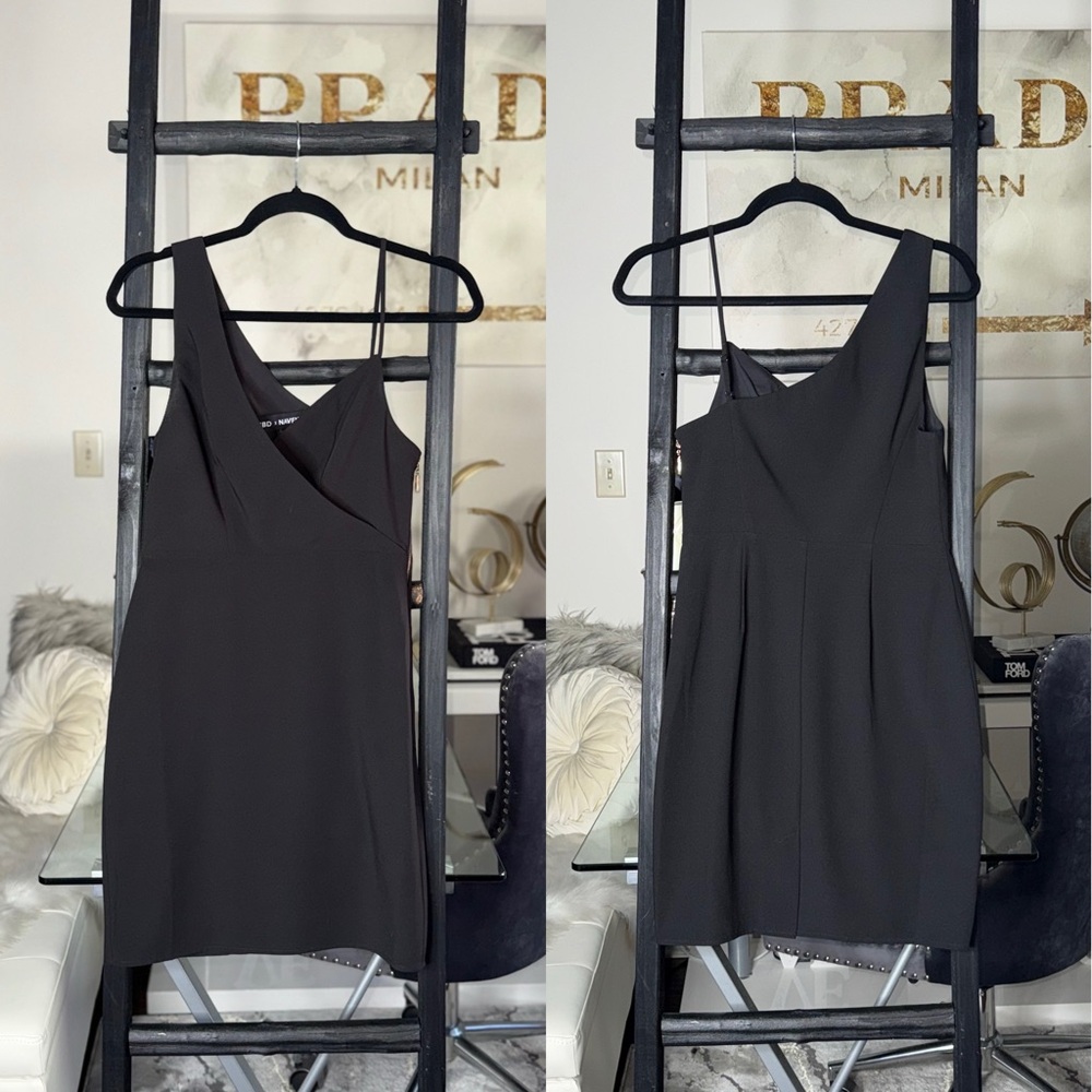 NBD X Naven Twins Emily Black One Shoulder Asymmetrical Cocktail Mini Dress